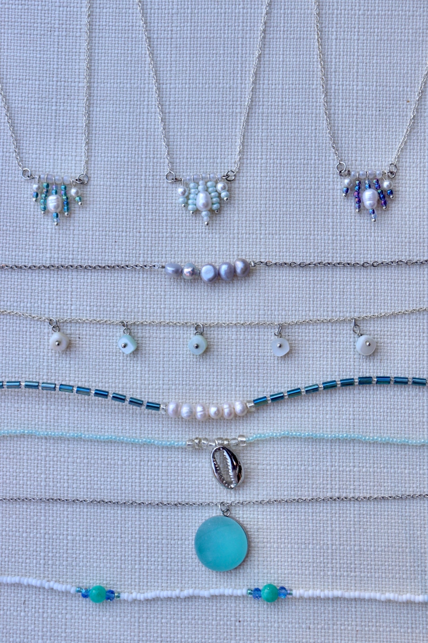 Aqua sea glass necklace