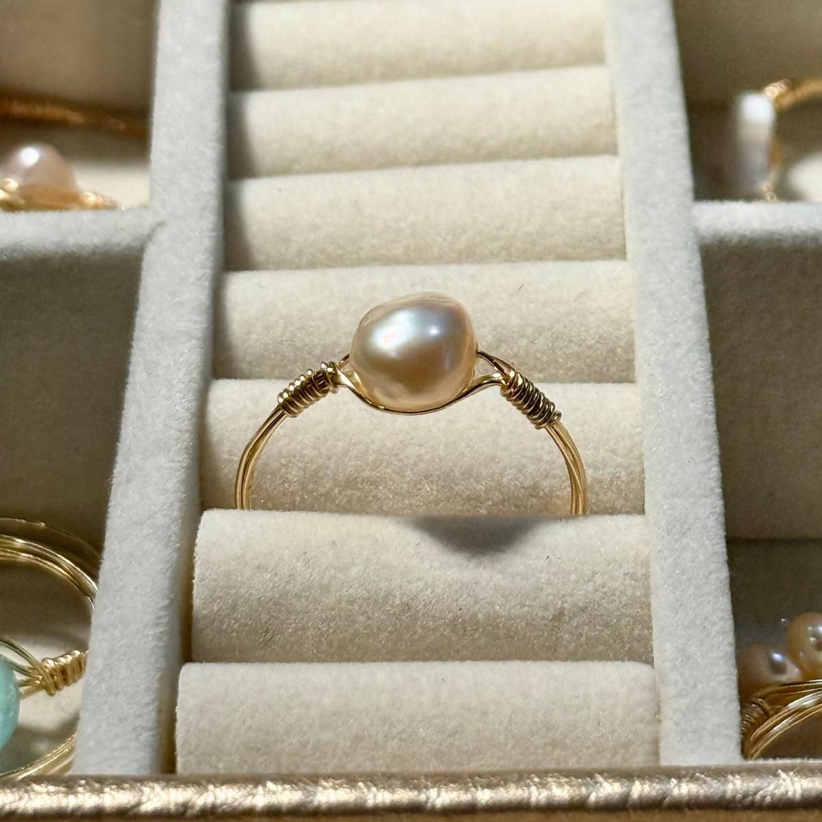 Champagne pearl ring