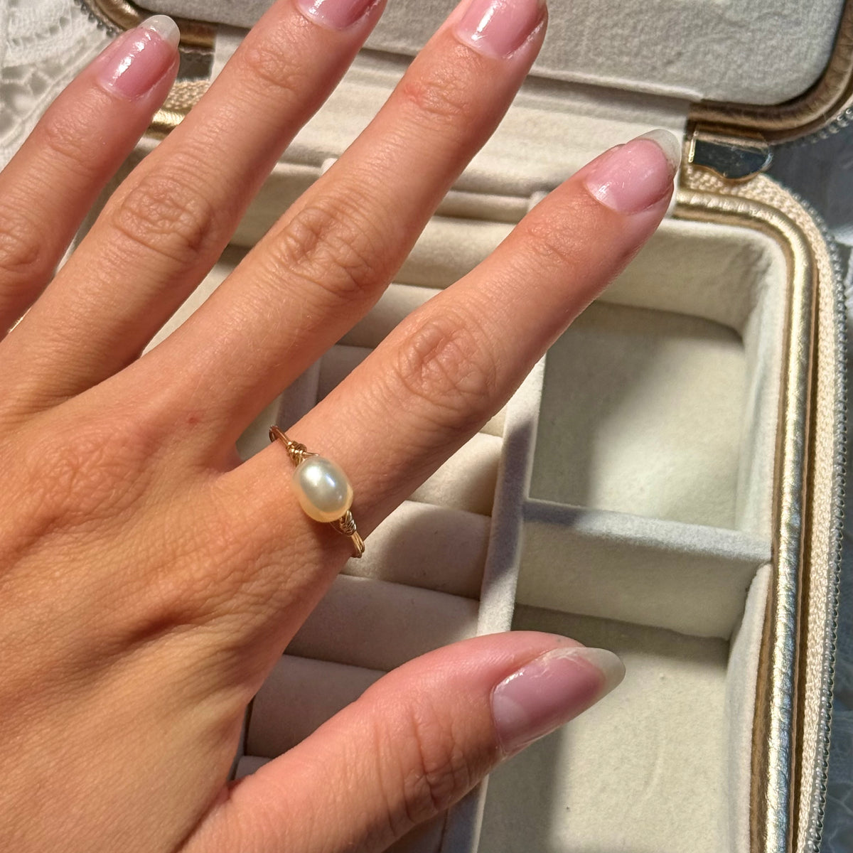 White pearl ring