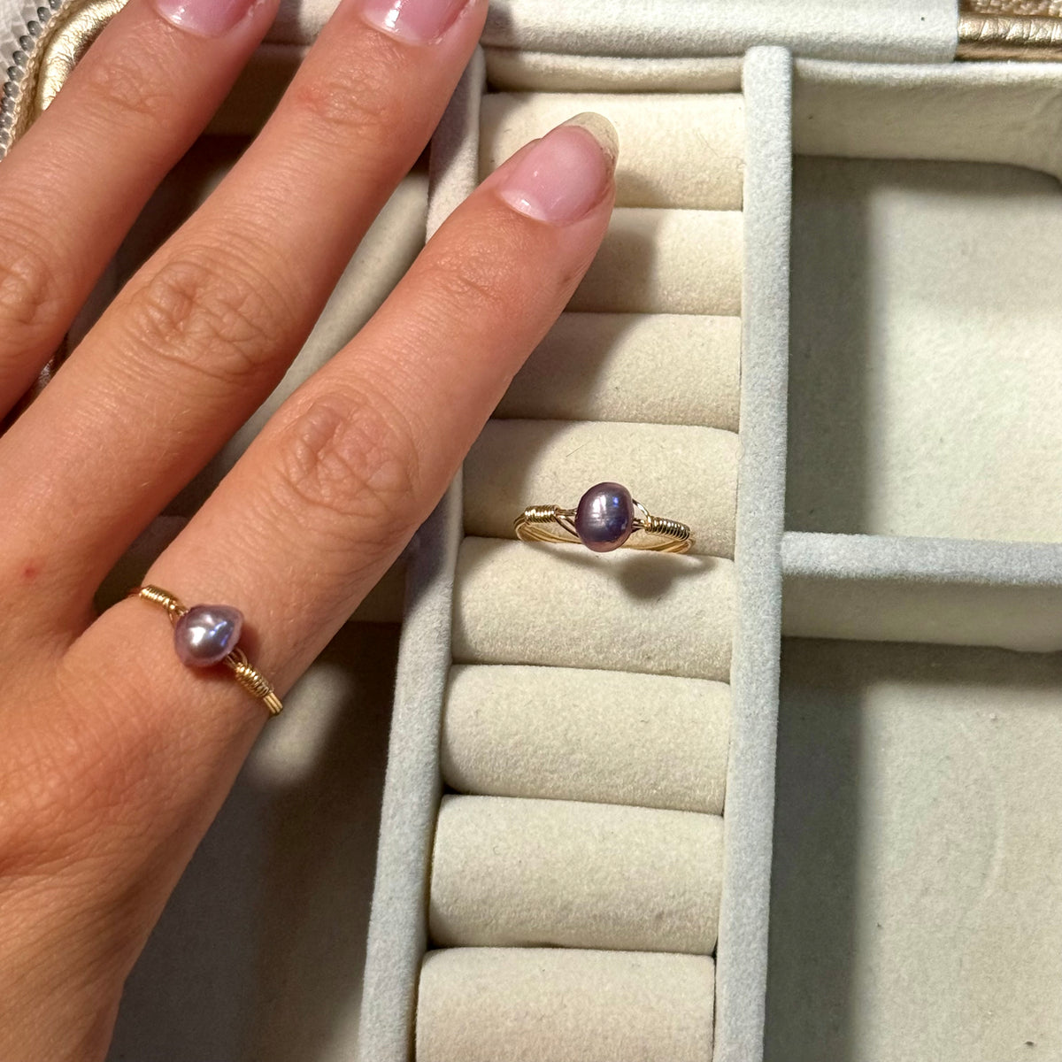 Purple pearl ring