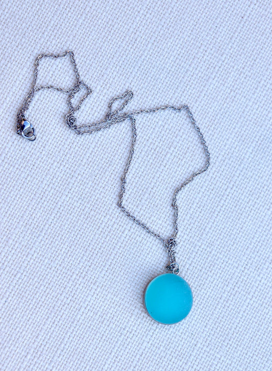 Aqua sea glass necklace