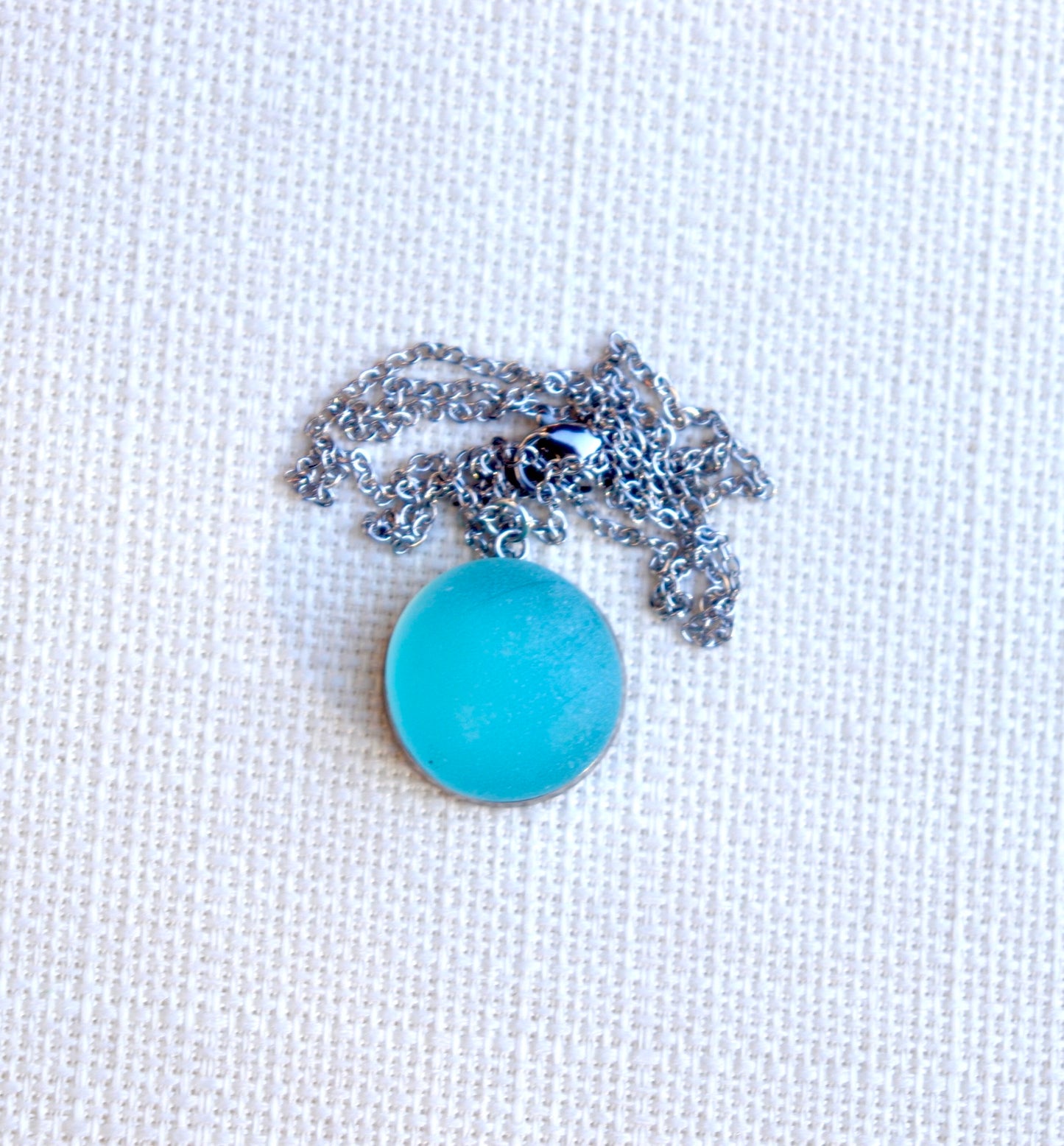 Aqua sea glass necklace